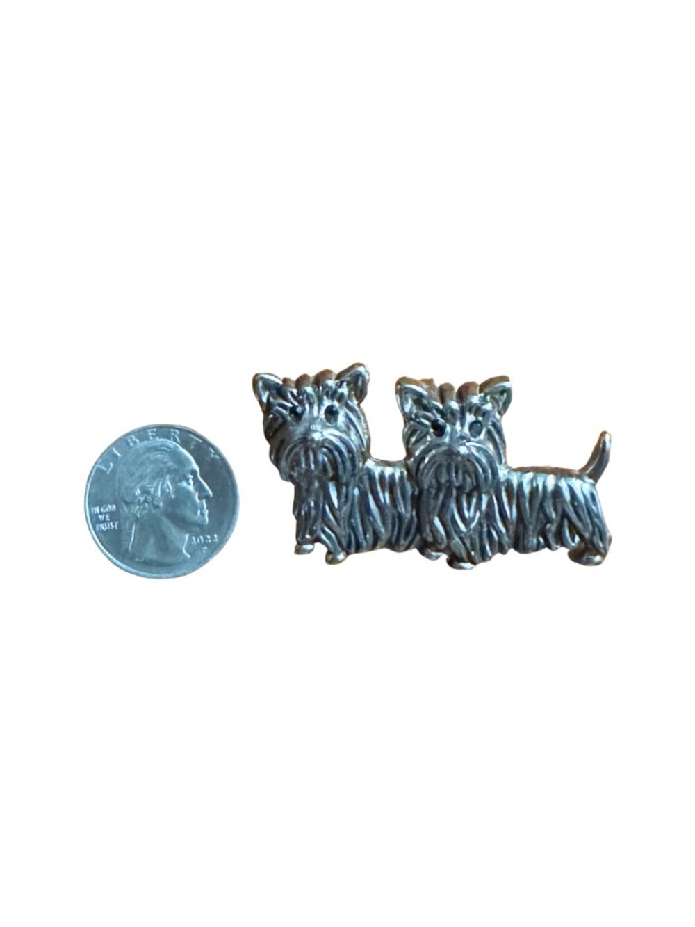 Best Scottie Terrier Dog Duo Convertible Brooch Pendant Silver Tone Vintage - Picture 4 of 4